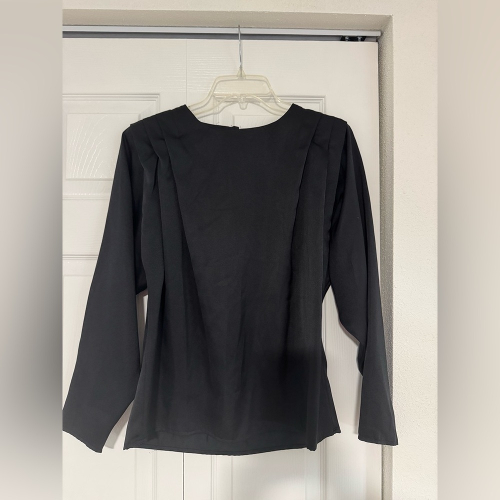 Vintage Black Women's Top with shoulder pads!